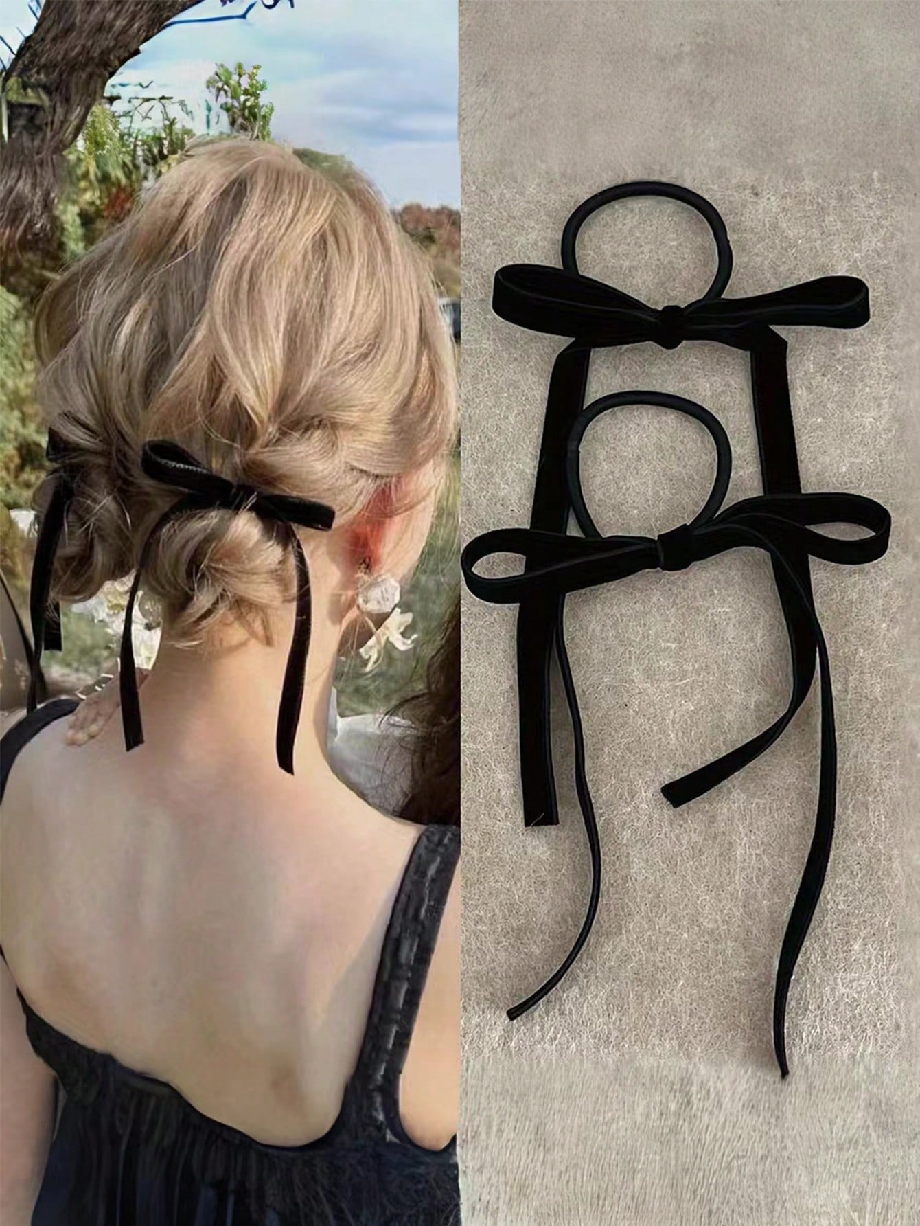 Hair Tie Velvet - 2/8 stks Mode Zwart Fluwelen Strik