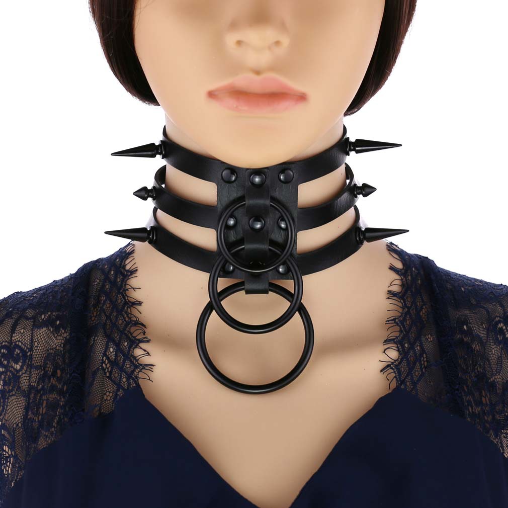 Women'S Emo Accessories - Mode Vrouwen Mannen Zwart Klinknagel Lederen