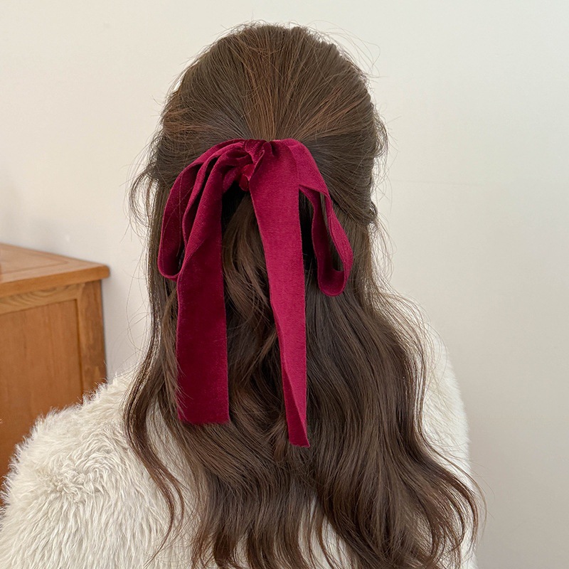 Hair Tie Velvet - Leuke Rood Zwart Fluwelen Strik Scrunchies