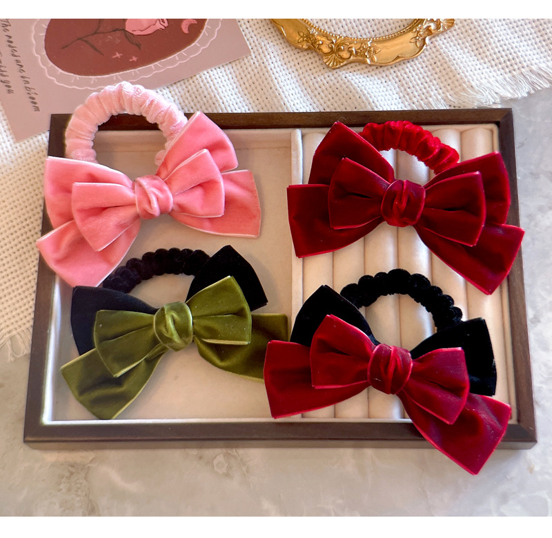Hair Tie Velvet - Leuke rode fluwelen strik haarbanden, elastische