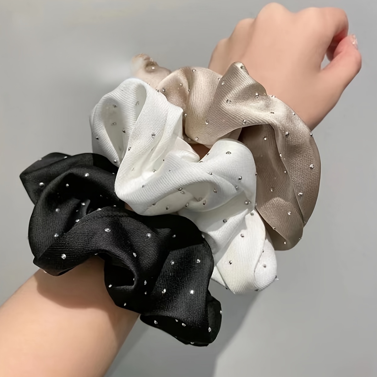 Hair Tie Velvet - 1/3PCS satijnen scrunchies met strass decor