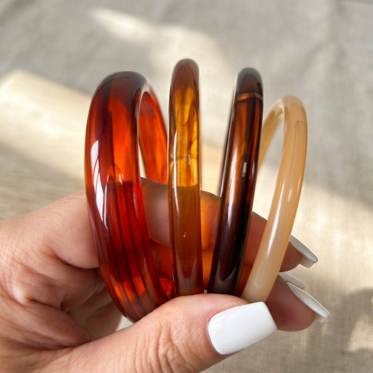 Resin Bangle Bracelet - 4-delige set punk hiphop resin statement