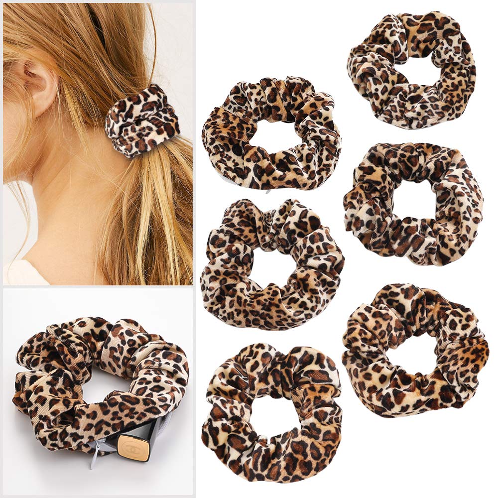 Hair Tie Velvet - 1/6 Stuks Luipaard Fluwelen Scrunchy Verborgen