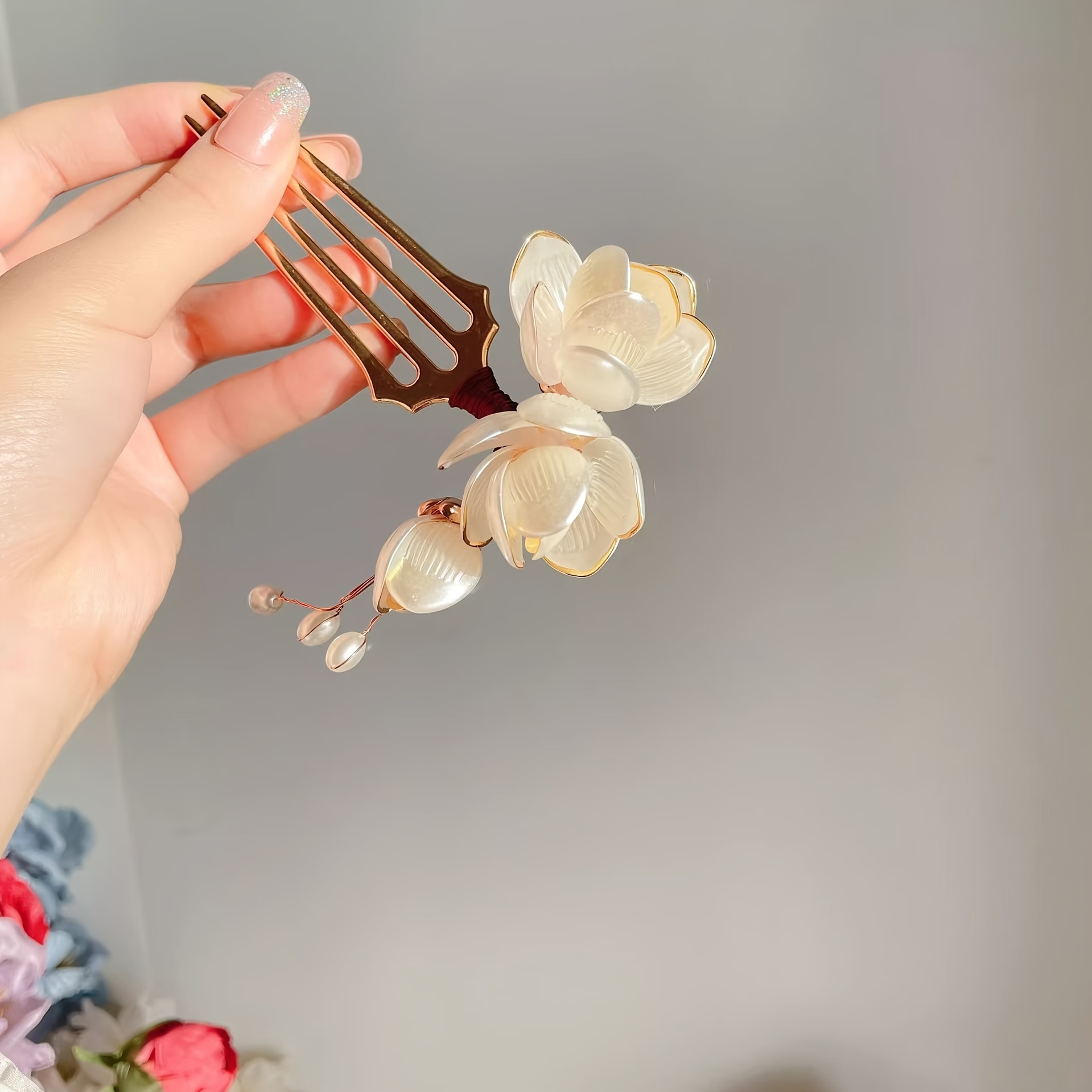 Women Accessories Aesthetic - Chinese stijl schelp magnolia bloem haar